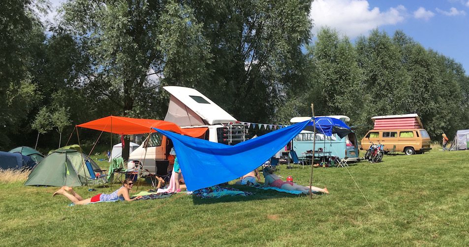 Our campervan pitches enjoy afternoon sunshine